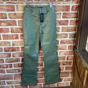 NWT Motel Faux Leather Zoven Trouser pants Size XS Green